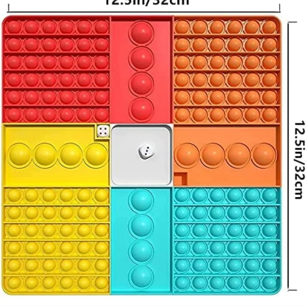 Big Size Push Pop on Game Fidget Toy, Large Rainbow Square Chess Board Bubble...